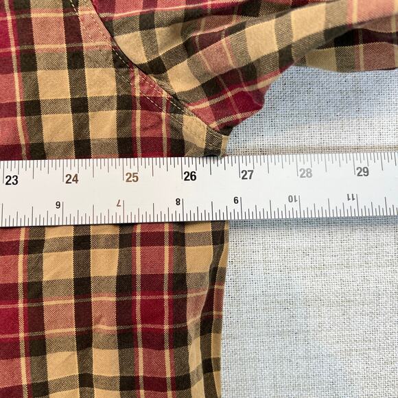 Abercrombie & Fitch Button Down Shirt Men's L Long Sleeve Red Olive Tan Plaid - Picture 9 of 10